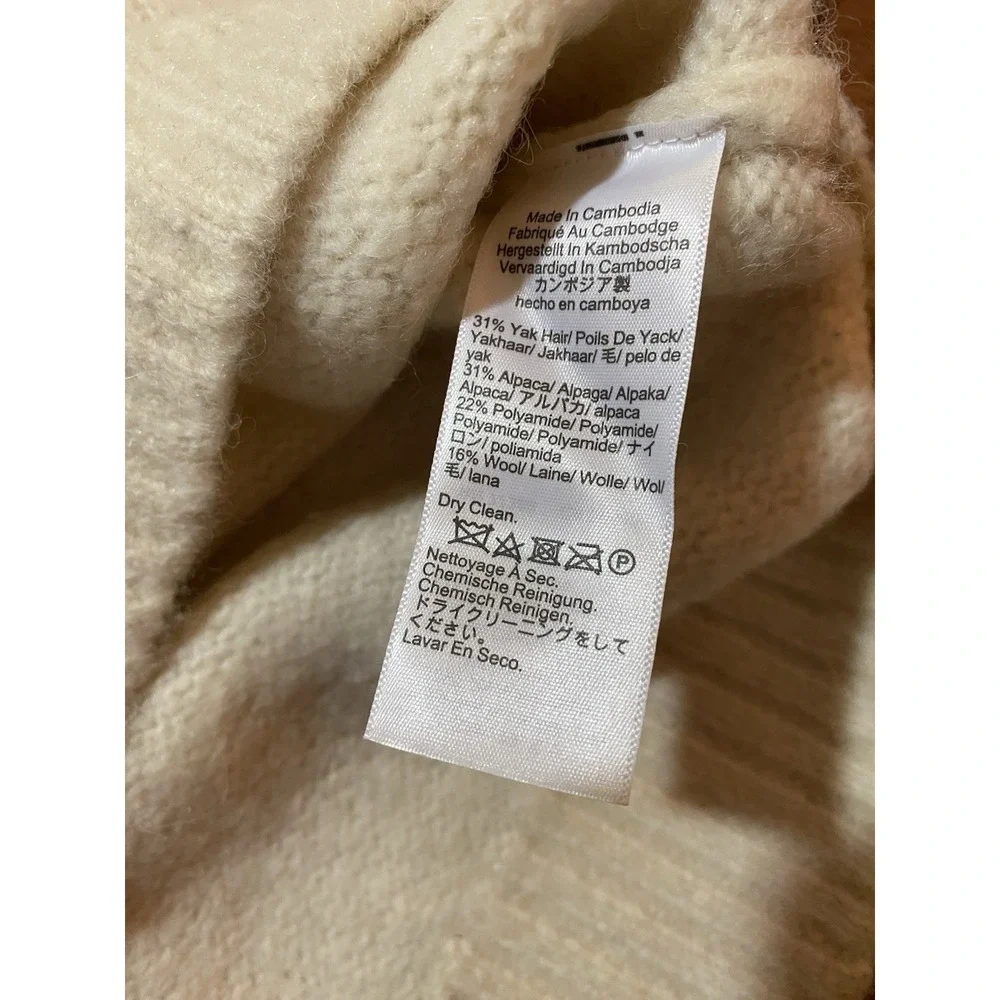 Madewell NWOT Crewneck Sweater in Yak-Alpaca Blend Cream Men's XS